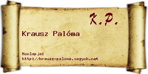 Krausz Palóma névjegykártya